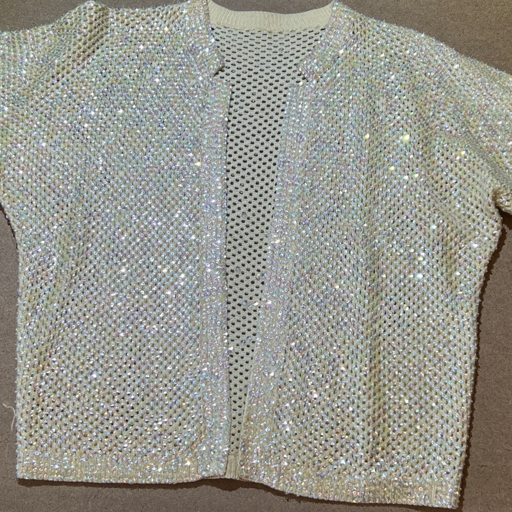 Vintage Hand Knit Sequined Sweater! Size Sm/Med